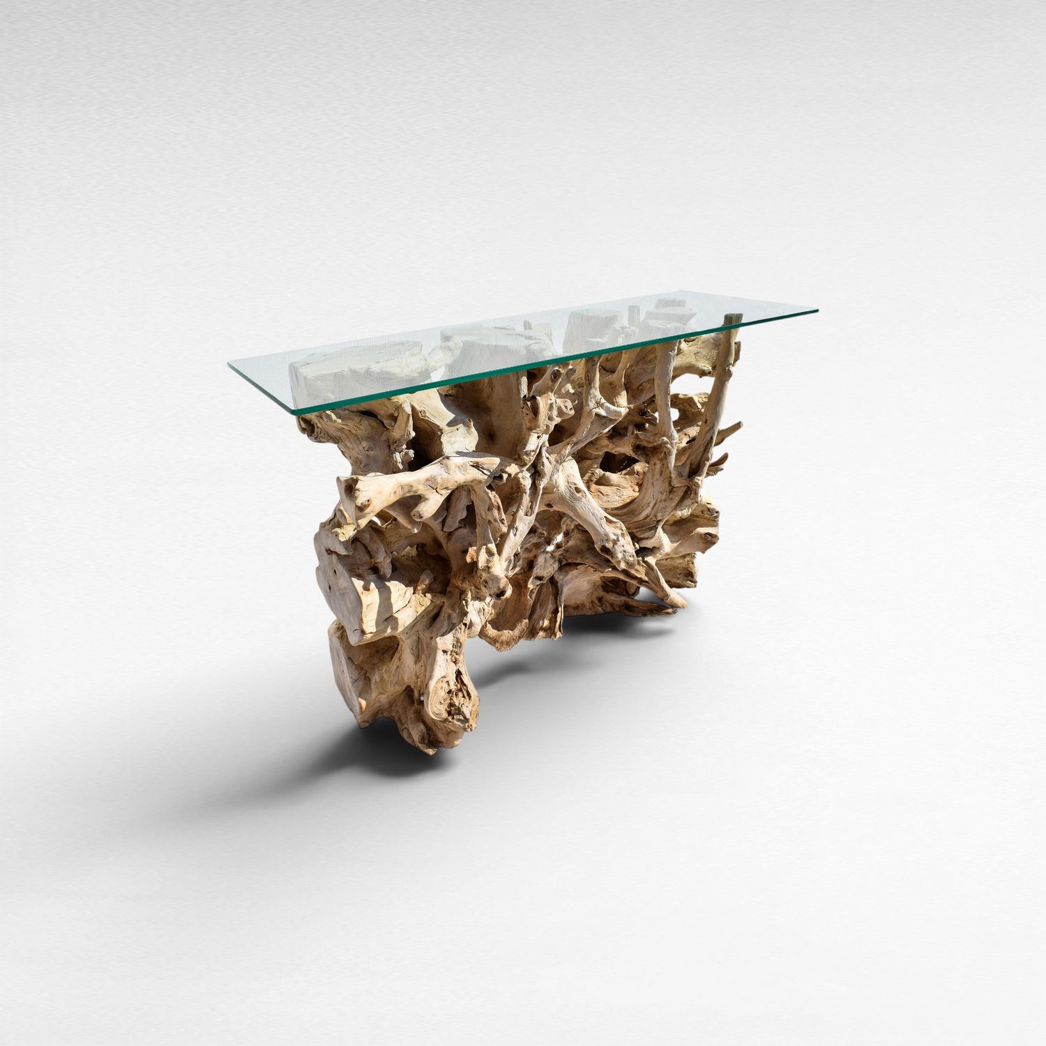 TEAK WOOD & GLASS NATURAL W120 |D45 |H80 CM