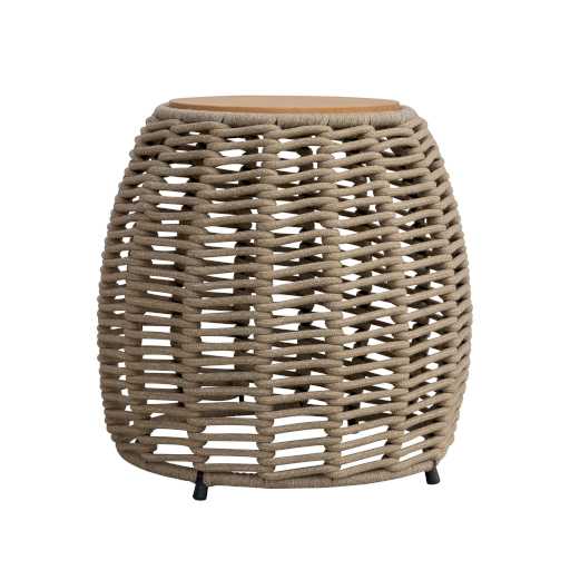COTTON ROPE & OAK WOOD SIDE TABLE NATURAL