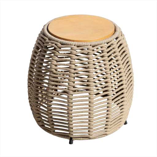 COTTON ROPE & OAK WOOD SIDE TABLE NATURAL