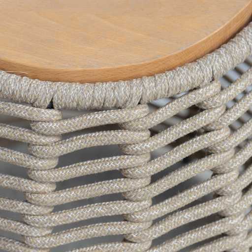 COTTON ROPE & OAK WOOD SIDE TABLE NATURAL