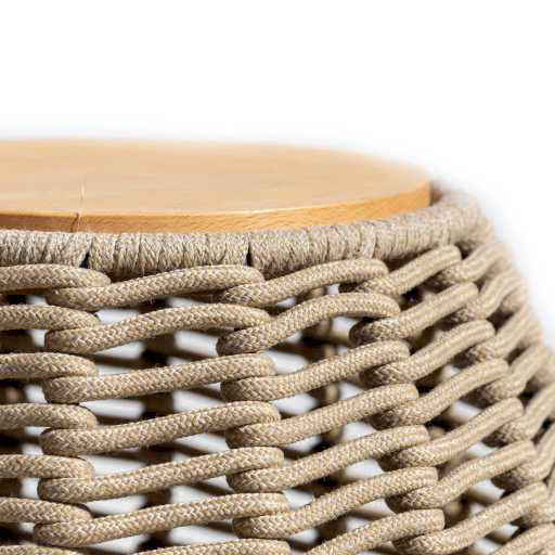 COTTON ROPE & OAK WOOD SIDE TABLE NATURAL