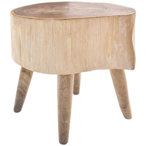 TEAK WOOD NATURAL & BLEACHED SIDE TABLE W45 |D35 |H45 CM