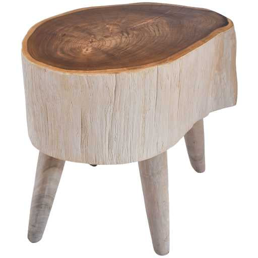 TEAK WOOD NATURAL & BLEACHED SIDE TABLE W45 |D35 |H45 CM