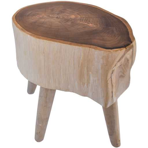 TEAK WOOD NATURAL & BLEACHED SIDE TABLE W45 |D35 |H45 CM