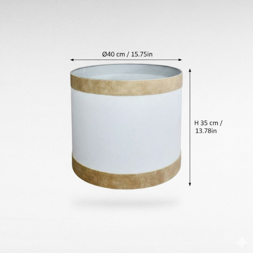 White & Beige Linen Fabric Lamp Shade O40 |H35CM