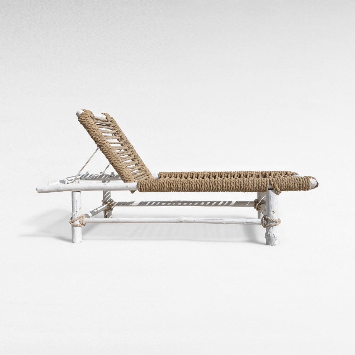 COTTON ROPE & WOOD NATURAL & WHITE DAYBED L210 |W85 |H55 cm