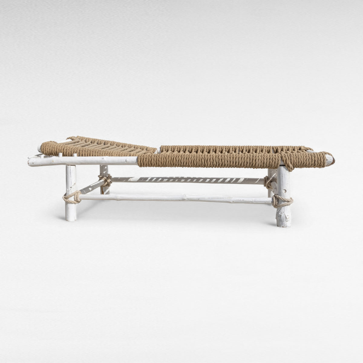 COTTON ROPE & WOOD NATURAL & WHITE DAYBED L210 |W85 |H55 cm