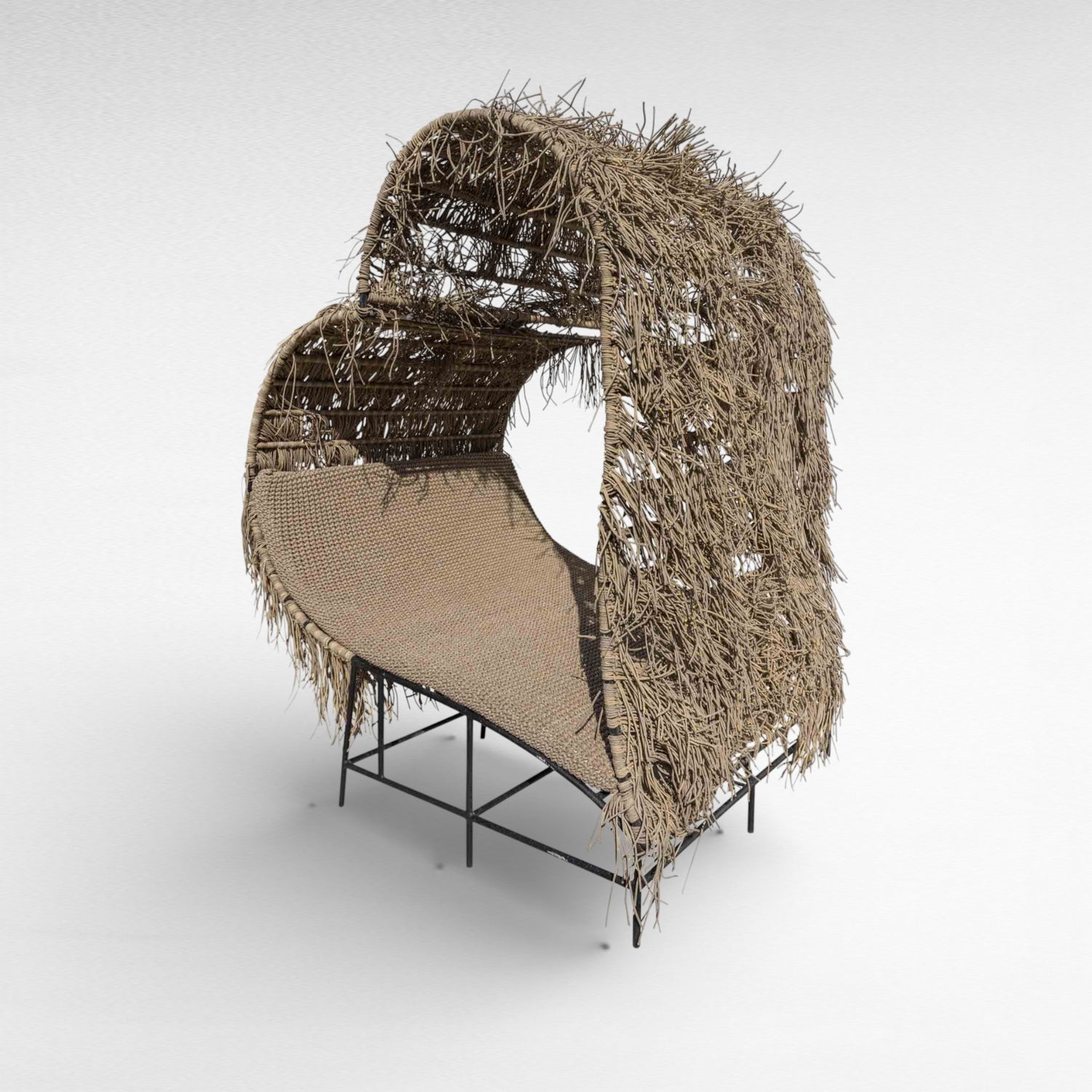 COTTON ROPE AND IRON FRAME DOUBLE HEART SHAPED DAYBED L175 |W142 |H215 cm