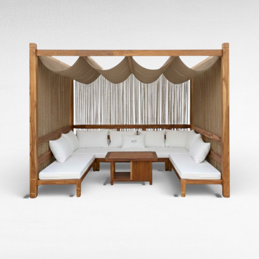 TEAK WOOD AND ROPE WITH SIDE TABLE L300 |W230 |H230 cm