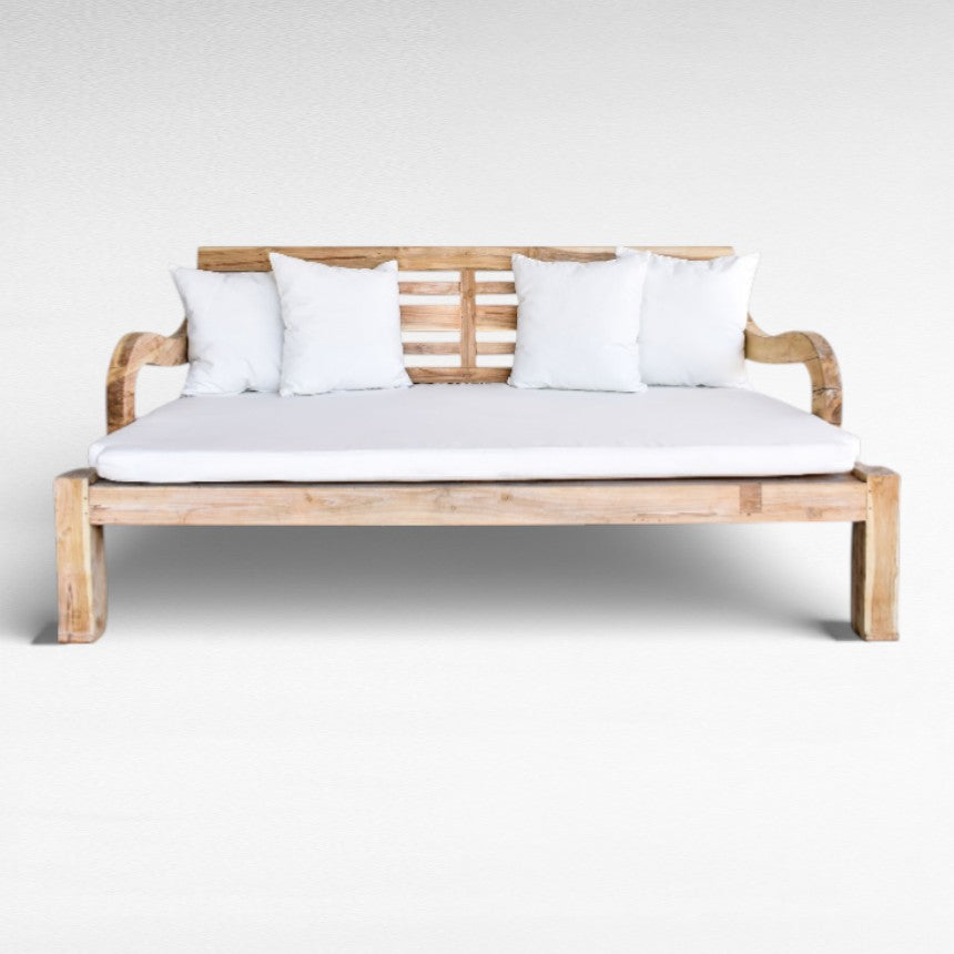 TEAK WOOD DOUBLE SOFA DAYBED BLEACHED COLOR L200 |W125 |H105 cm