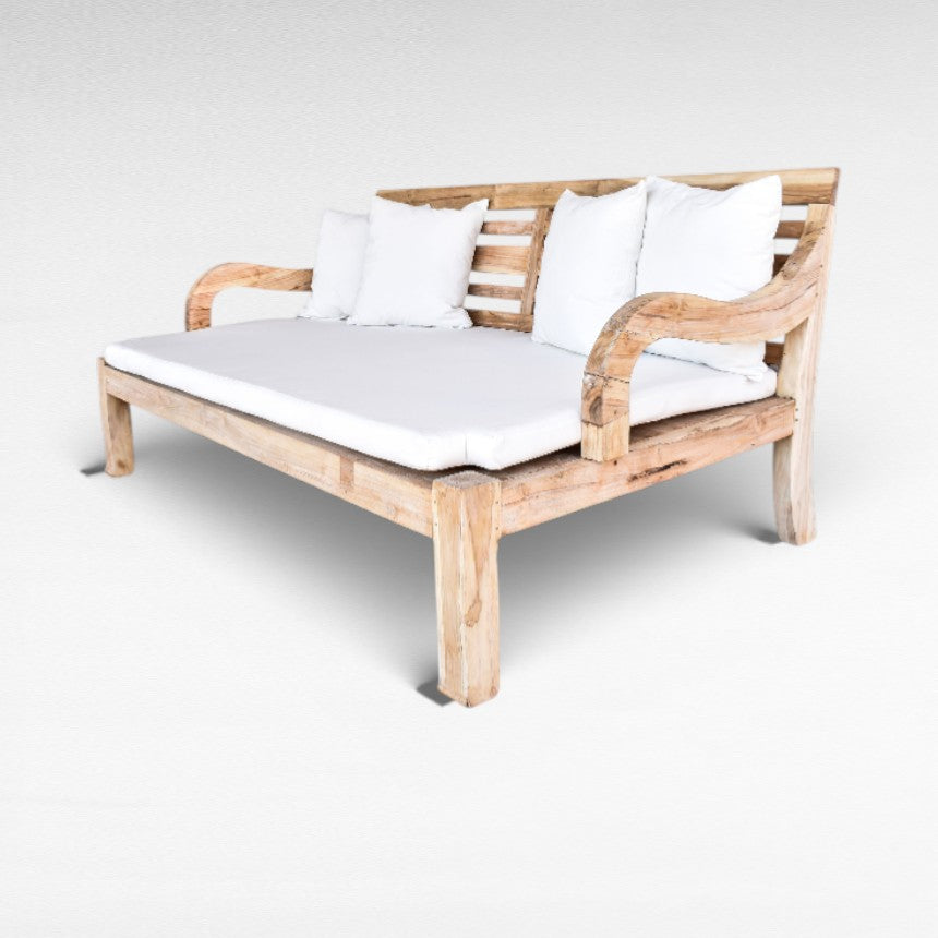 TEAK WOOD DOUBLE SOFA DAYBED BLEACHED COLOR L200 |W125 |H105 cm