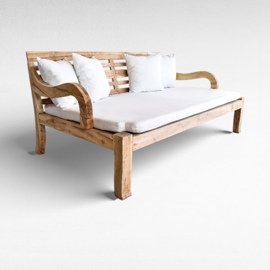 TEAK WOOD DOUBLE SOFA DAYBED BLEACHED COLOR L200 |W125 |H105 cm