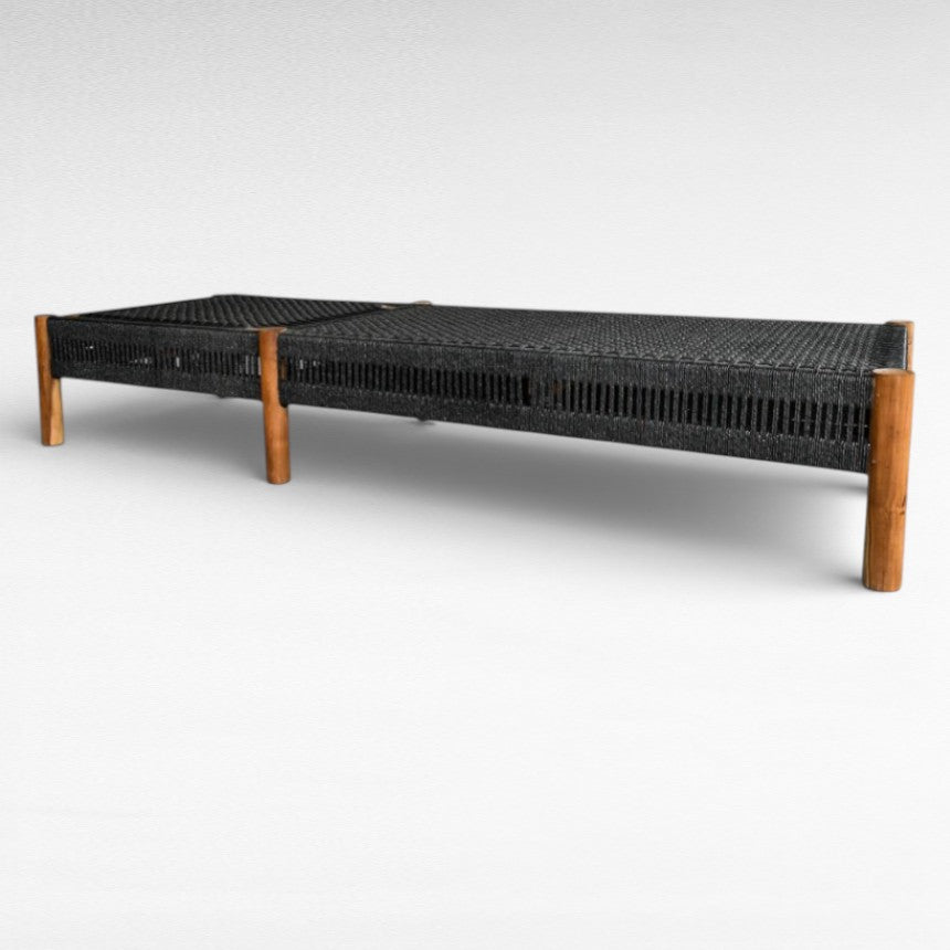 TEAK WOOD AND SYNTHETIC RATTAN BLACK COLOR