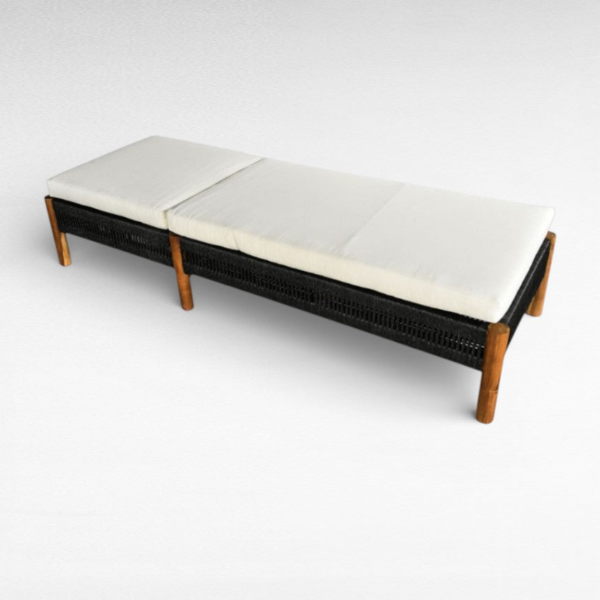 TEAK WOOD AND SYNTHETIC RATTAN BLACK COLOR