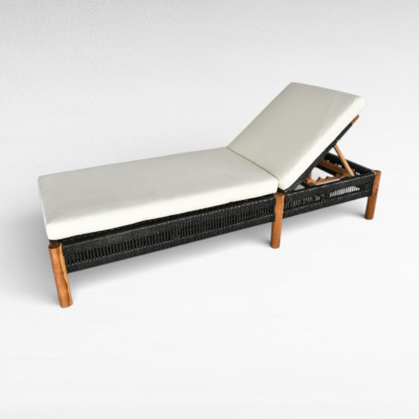 TEAK WOOD AND SYNTHETIC RATTAN BLACK COLOR
