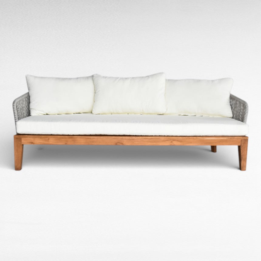 SOFA BACK OVAL ROPE W/ CUSHION LIGHT GREY