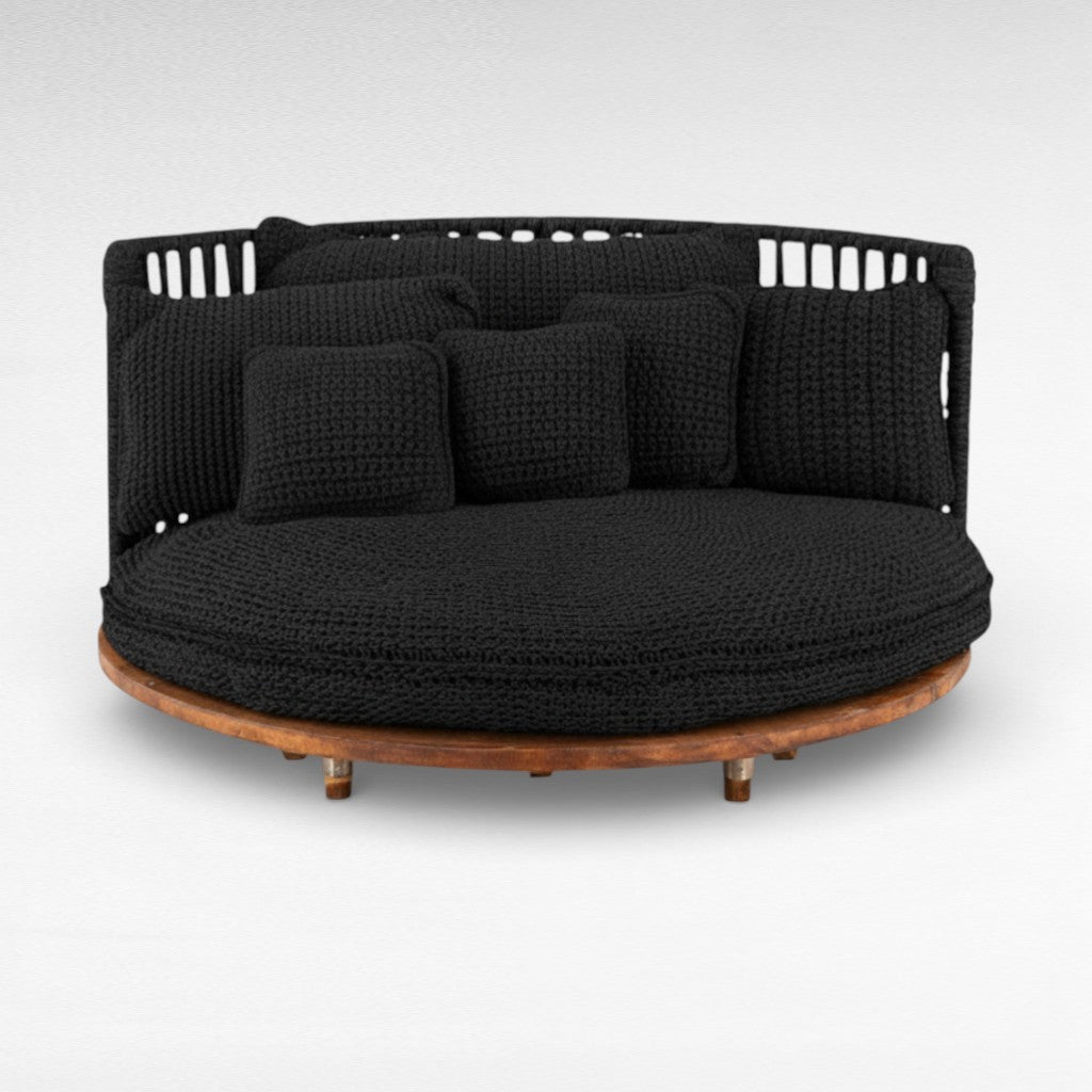 COTTON ROPE & IRON FRAME BLACK COLOR ROUND DAYBED Φ165 |Η90 cm