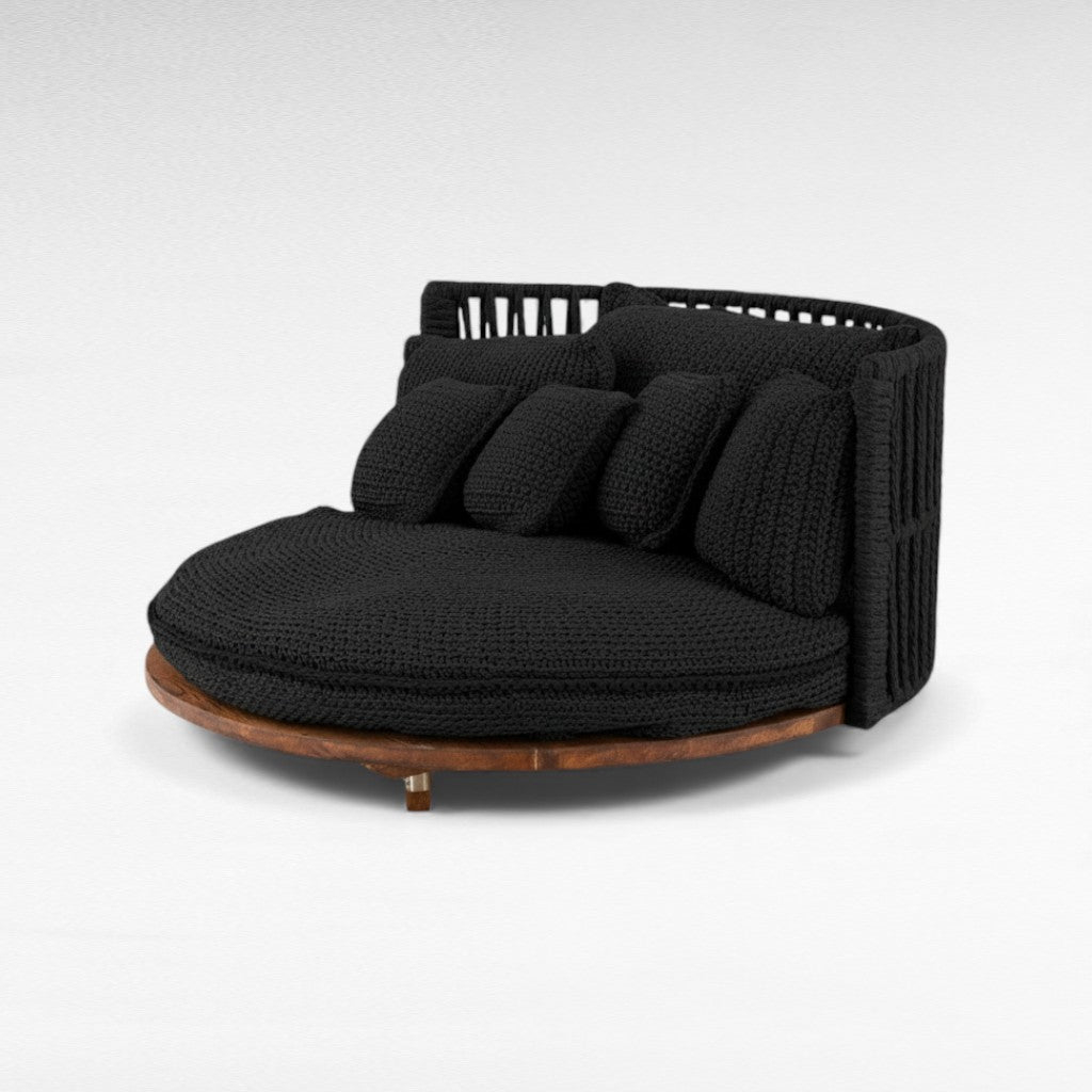 COTTON ROPE & IRON FRAME BLACK COLOR ROUND DAYBED Φ165 |Η90 cm