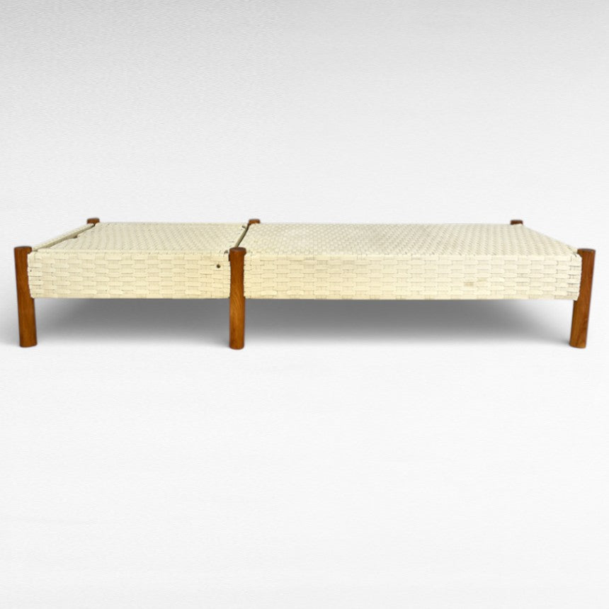 WICKER AND TEAK WOOD FRAME DAYBED  L200 |W70 |H45 cm