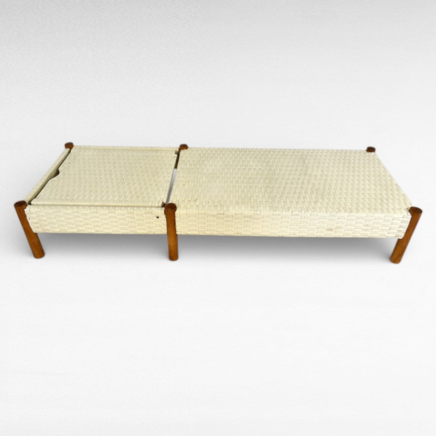 WICKER AND TEAK WOOD FRAME DAYBED  L200 |W70 |H45 cm