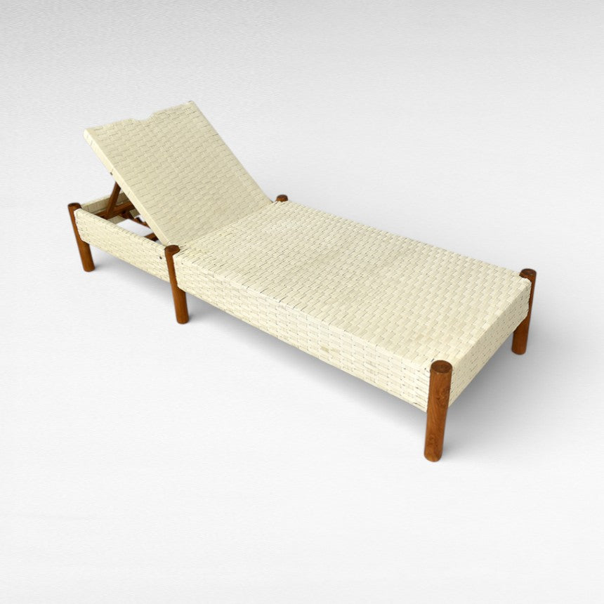 WICKER AND TEAK WOOD FRAME DAYBED  L200 |W70 |H45 cm