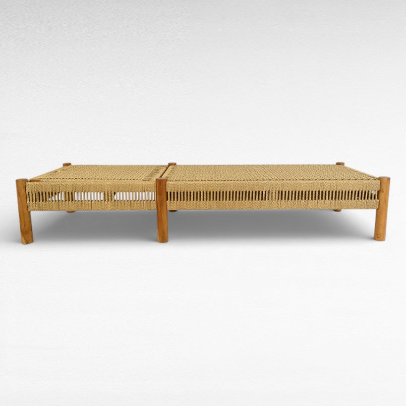 SYNTHETIC RATTAN AND TEAK WOOD L200 |W75 |H35 cm