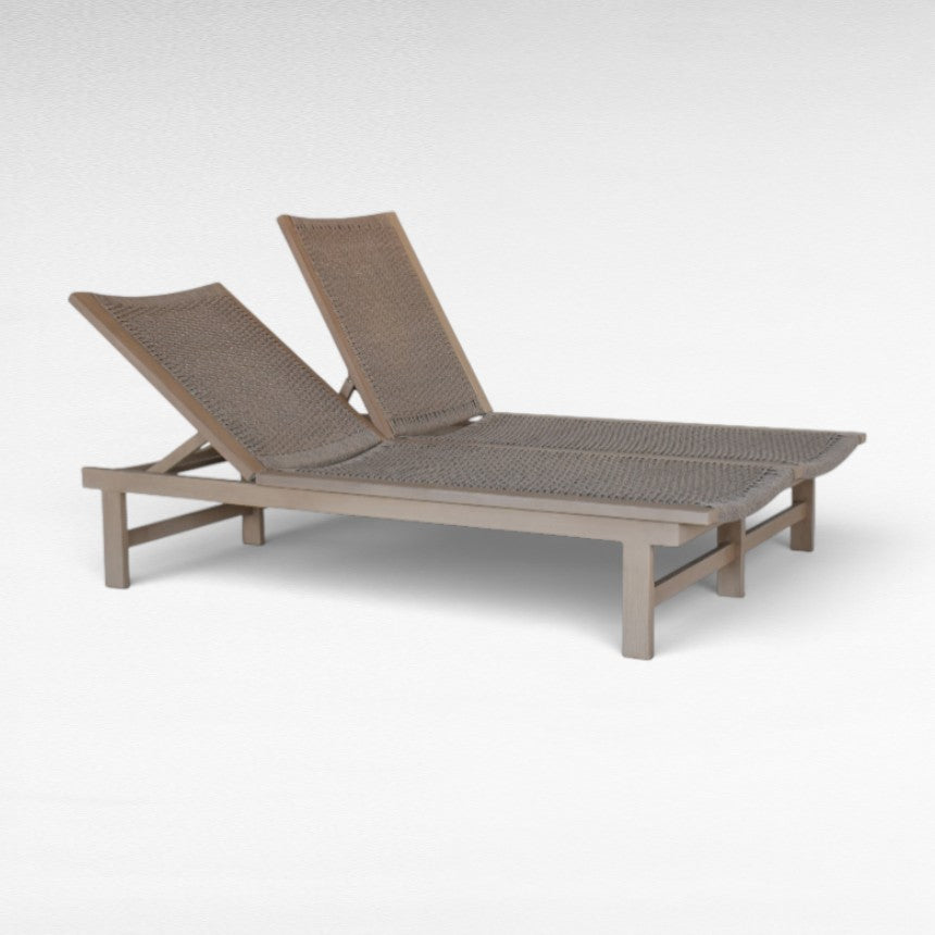 TEAK WOOD AND ROPE DOUBLE DAYBED L178 |W129 |H34 cm