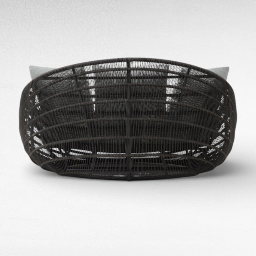 COTTON ROPE AND IRON FRAME ROUND BLACK DAYBED Φ160 |H70 cm