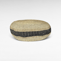 POUF NATURAL AND BLACK LINE 100cm - Chora Mykonos