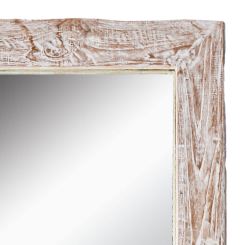 TEAK WOOD WHITEWASHED MIRROR W80 |H100 cm
