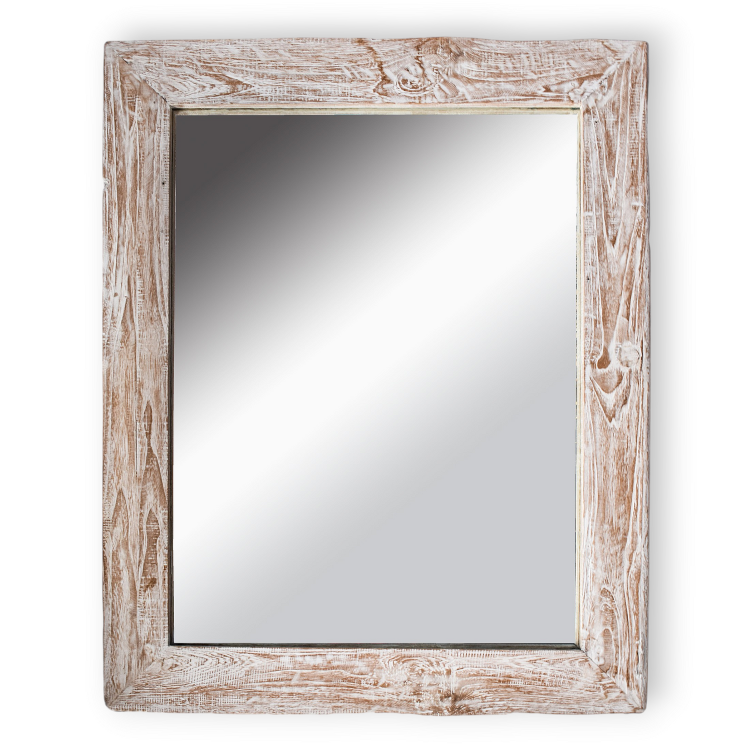 TEAK WOOD WHITEWASHED MIRROR W80 |H100 cm