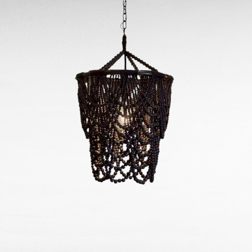 Pendant Light Wooden Beads Black