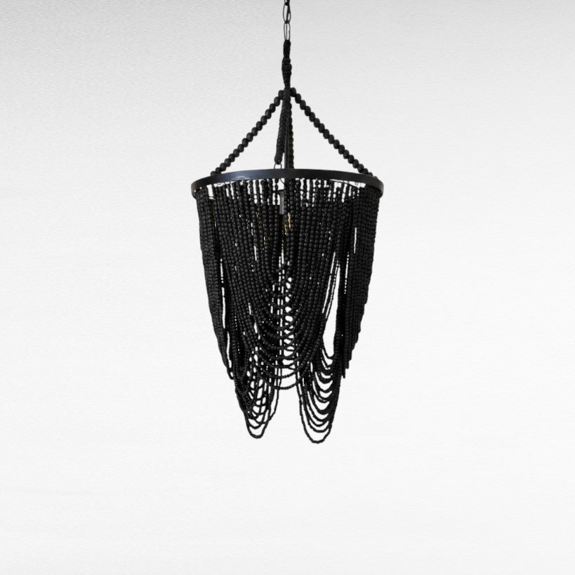WOODEN BEADS BLACK LOOPS SHAPE Φ60 |H90 cm