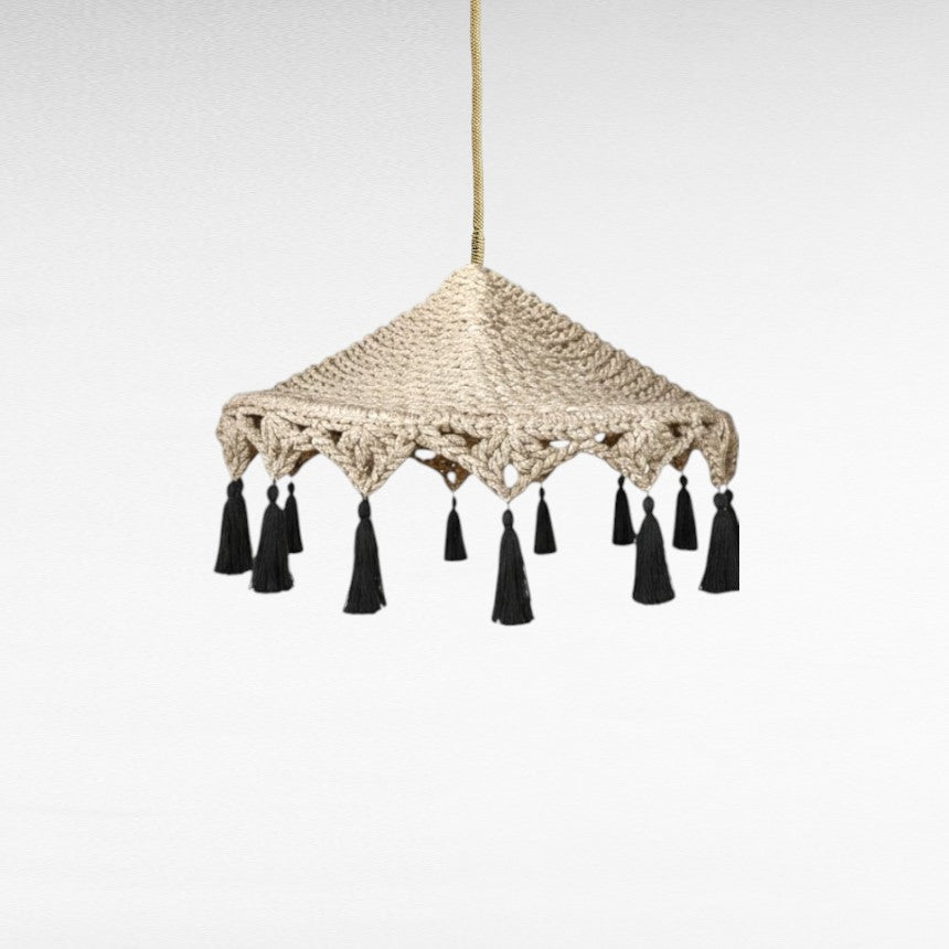 ROPE TRIANGLE SHAPE WITH MACRAME AND TASSELS Φ95 |H65 cm