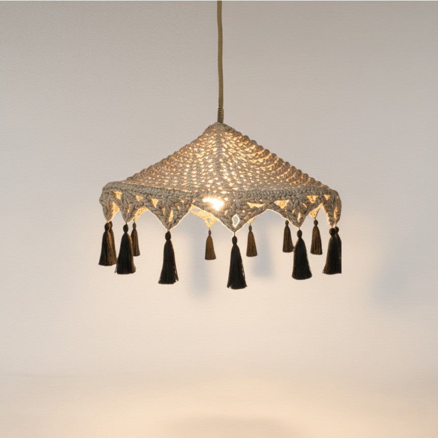 ROPE TRIANGLE SHAPE WITH MACRAME AND TASSELS Φ95 |H65 cm