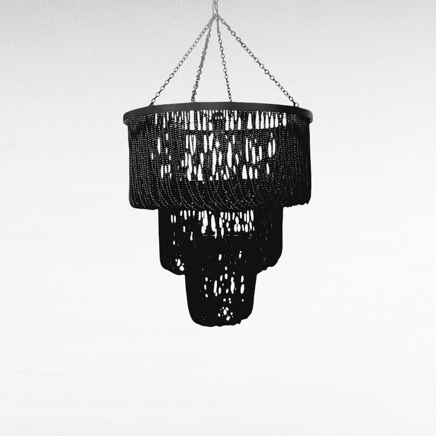 WOODEN BEADS BLACK TIERED SHAPE Φ60 |H90 cm