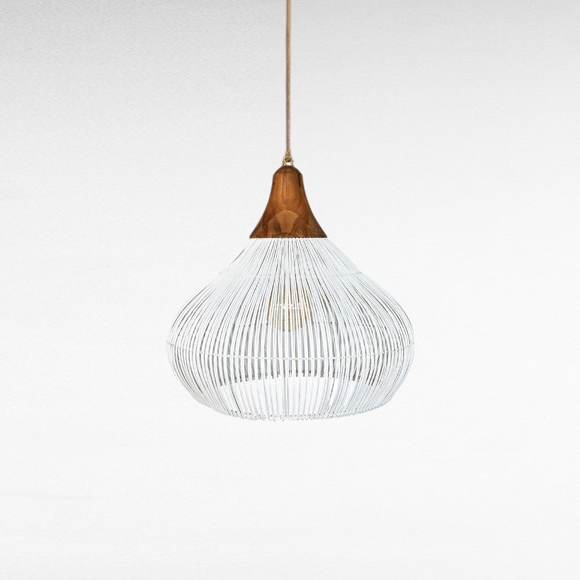 NATURAL RATTAN IN WHITE COLOR WITH TEAK WOOD TOP Φ50 |H60 cm