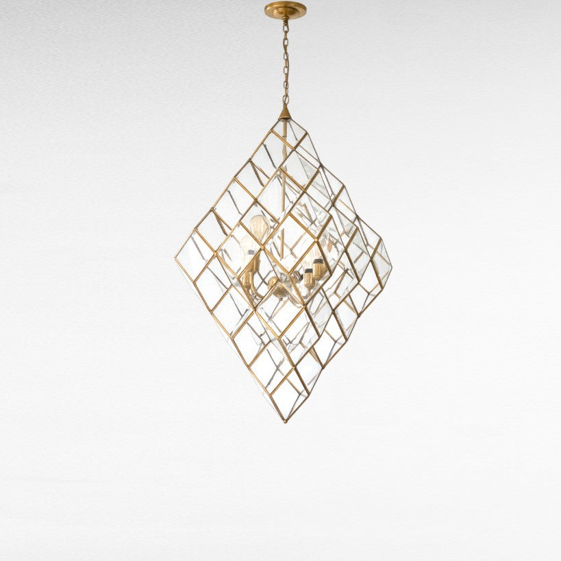 BRONZE AND GLASS DIAMOND SHAPE Φ90 |Η105 cm