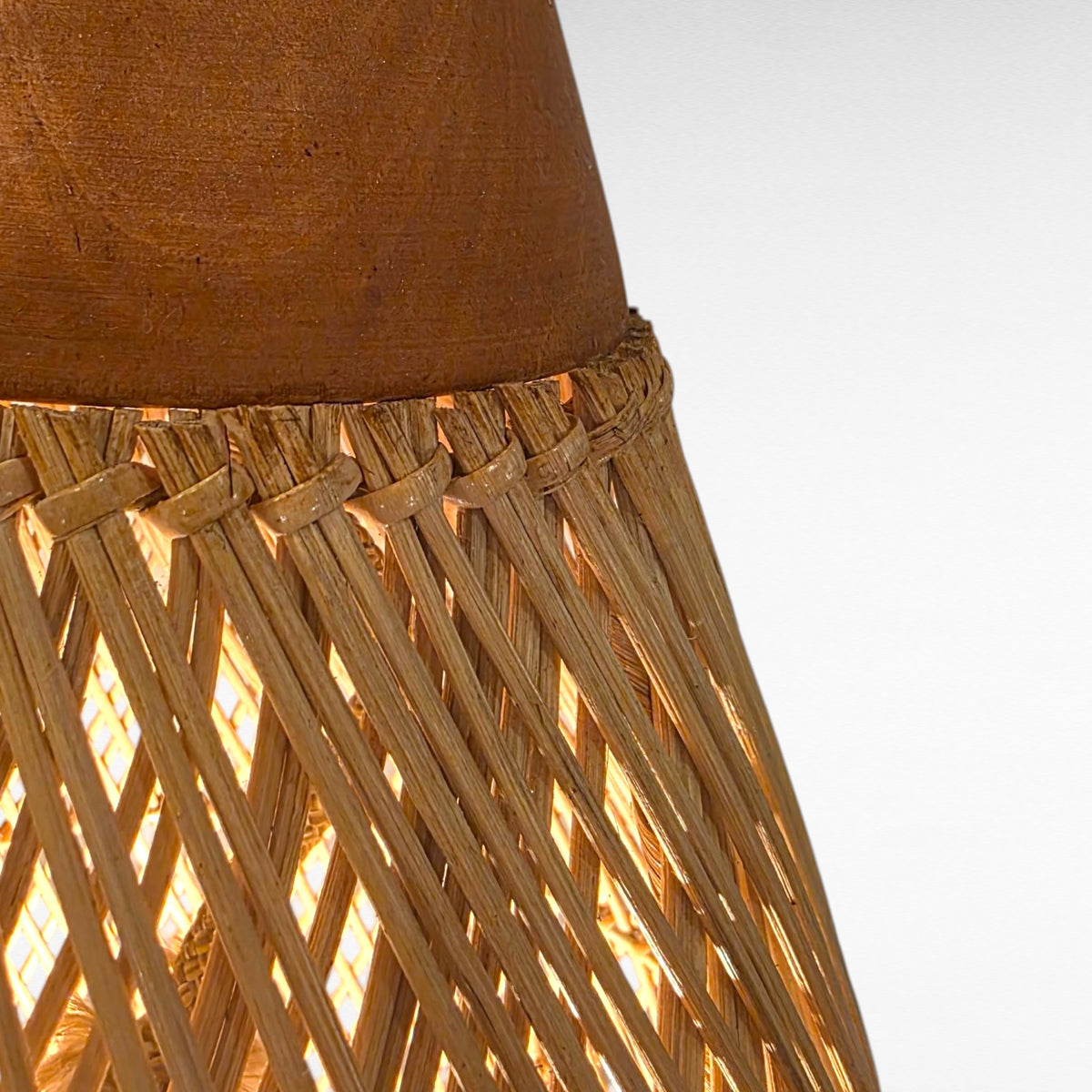 NATURAL RATTAN AND TEAK WOOD DROP SHAPE Φ30 |H50 cm