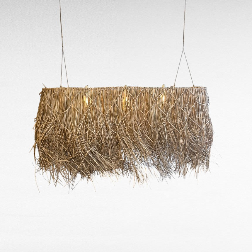 NATURAL GRASS WIDE OVAL SHAPE WITH FRINGES W80 |D30 |H45 cm