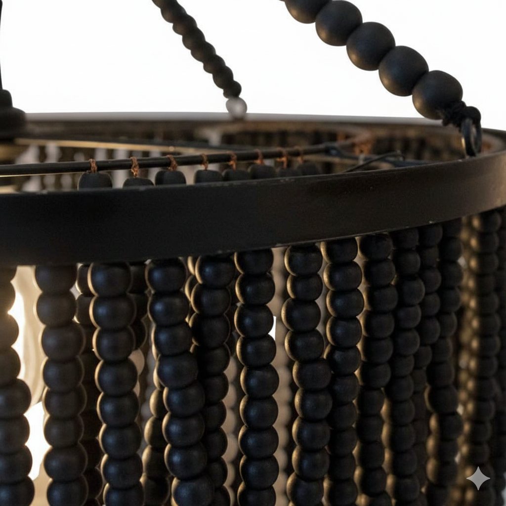 WOODEN BEADS BLACK LOOPS SHAPE Φ60 |H90 cm