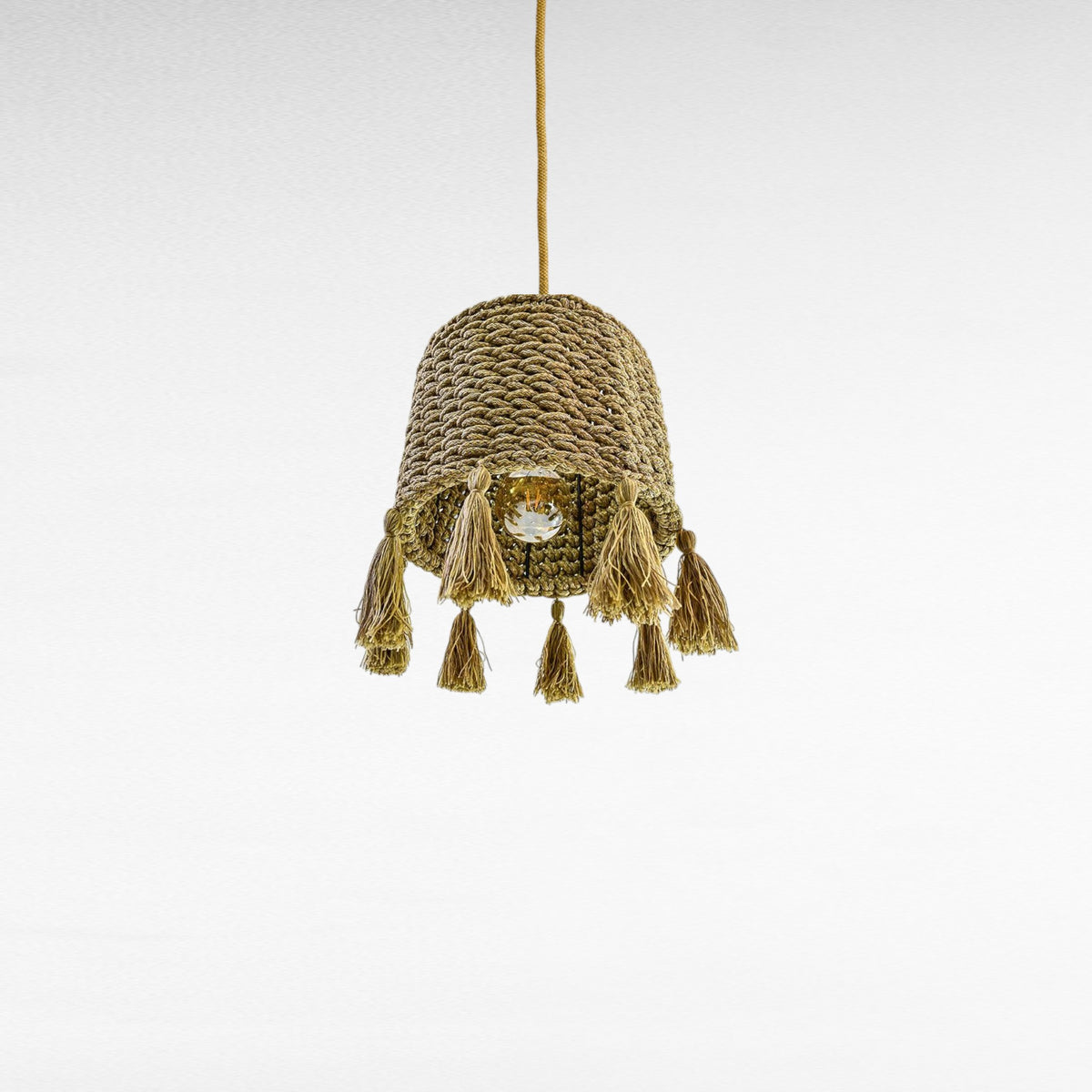 ROPE HANDWOVEN CYLINDER SHAPE WITH TASSELS Φ45 |H57 cm