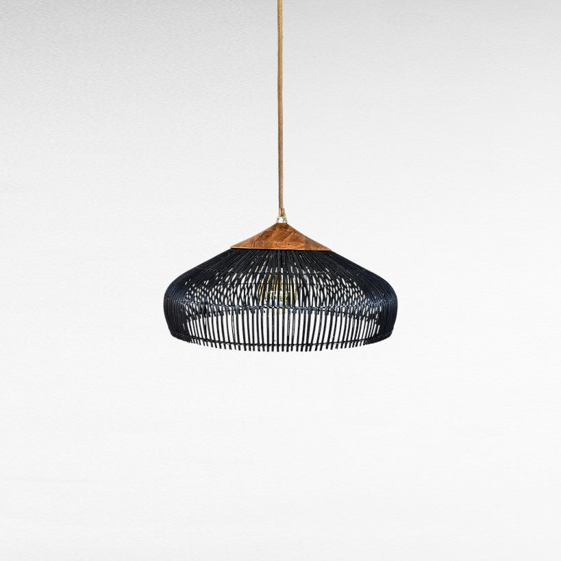 NATURAL RATTAN IN BLACK COLOR WITH TEAK WOOD TOP Φ65 |H35 cm