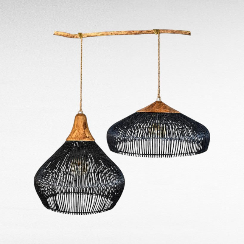 NATURAL RATTAN IN BLACK COLOR WITH TEAK WOOD TOP Φ65 |H35 cm