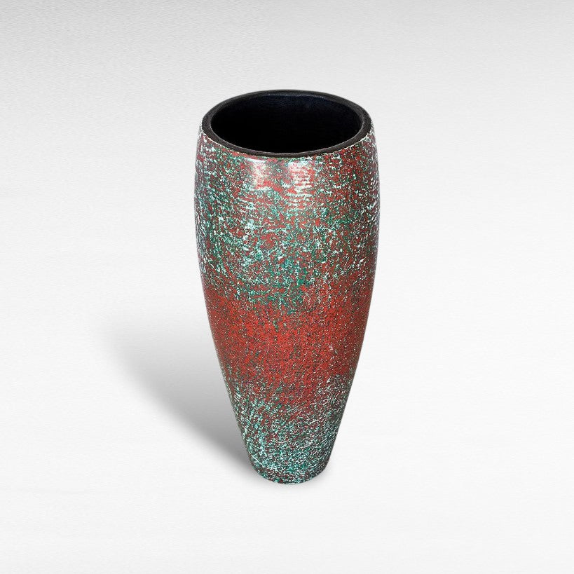 WOODEN PLANTER GREEN & RED COLORED - Chora Mykonos