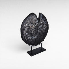 ROUND TEAK DECOR ON STAND - Chora Mykonos