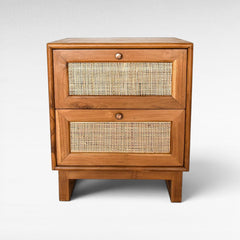 BEDROOM SIDE TABLE WITH VIENNESE RATTAN - Chora Mykonos