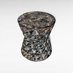 HOURGLASS SIDE TABLE LYCHEE WOOD 45x45x50cm - Chora Mykonos