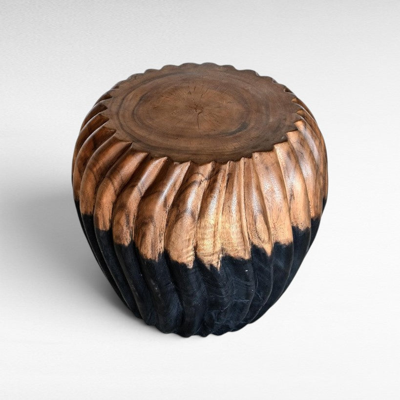 CARVED STOOL SUAR WOOD - Chora Mykonos
