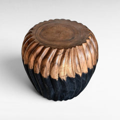 CARVED STOOL SUAR WOOD - Chora Mykonos